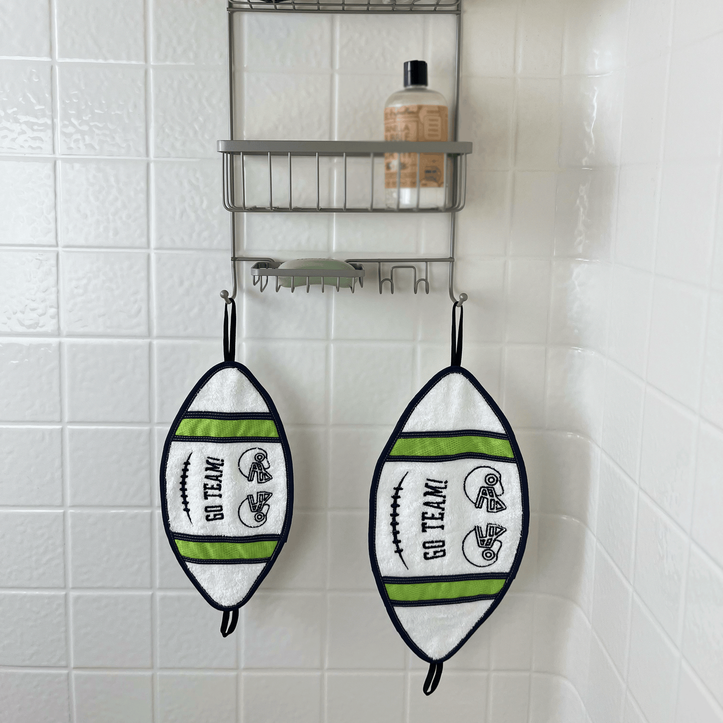 Navy & Green Football Bath Towel