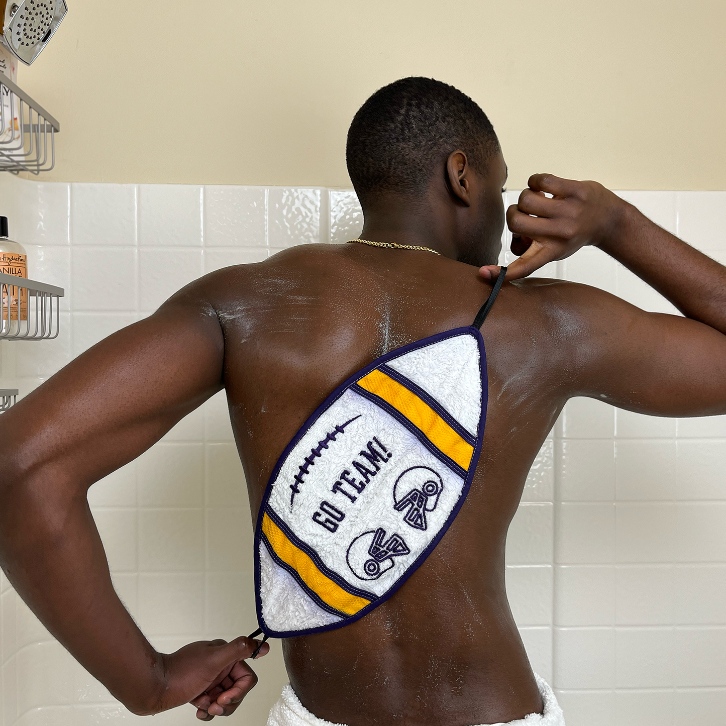 Purple & Gold Football Bath Towel