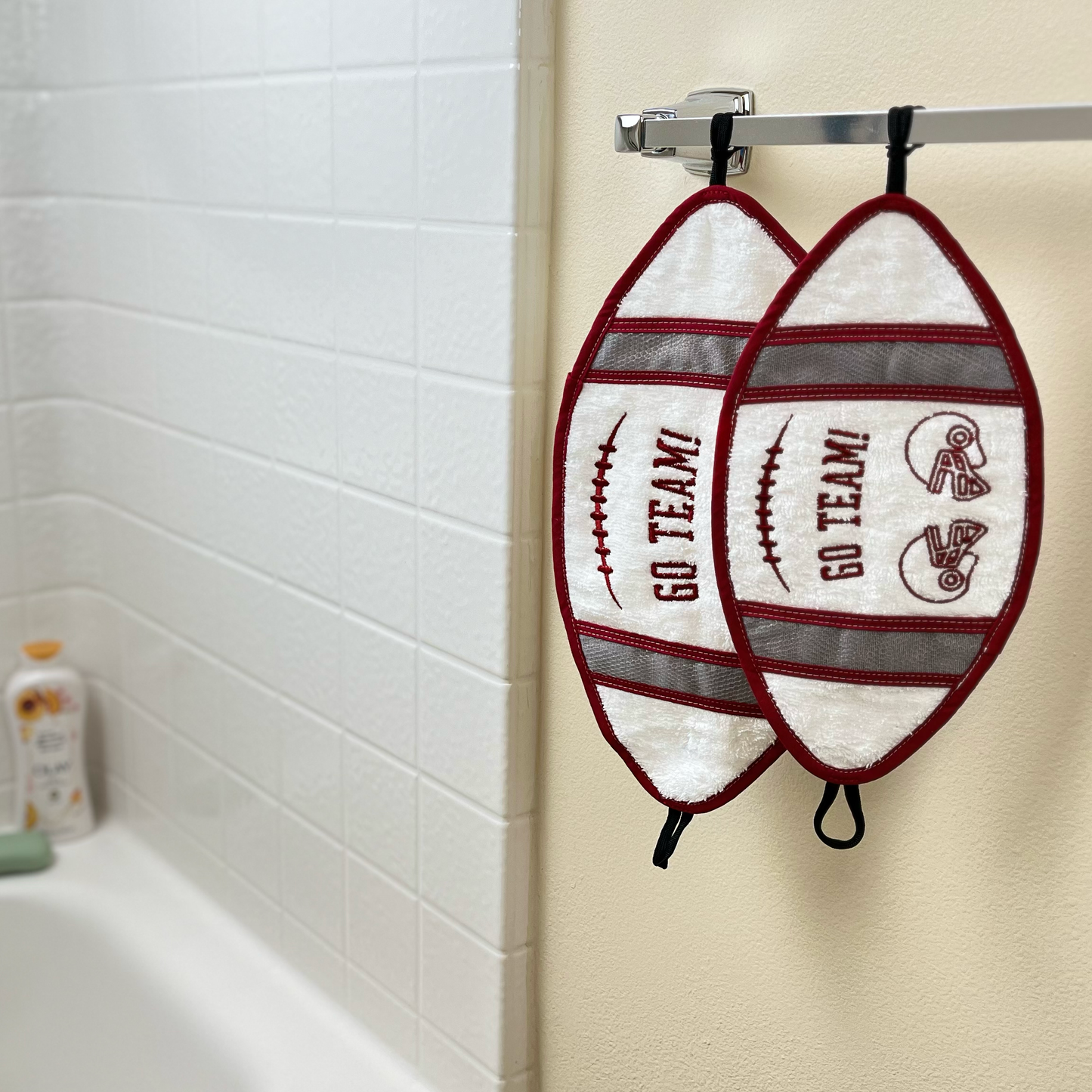 Crimson & Gray Football Bath Towel